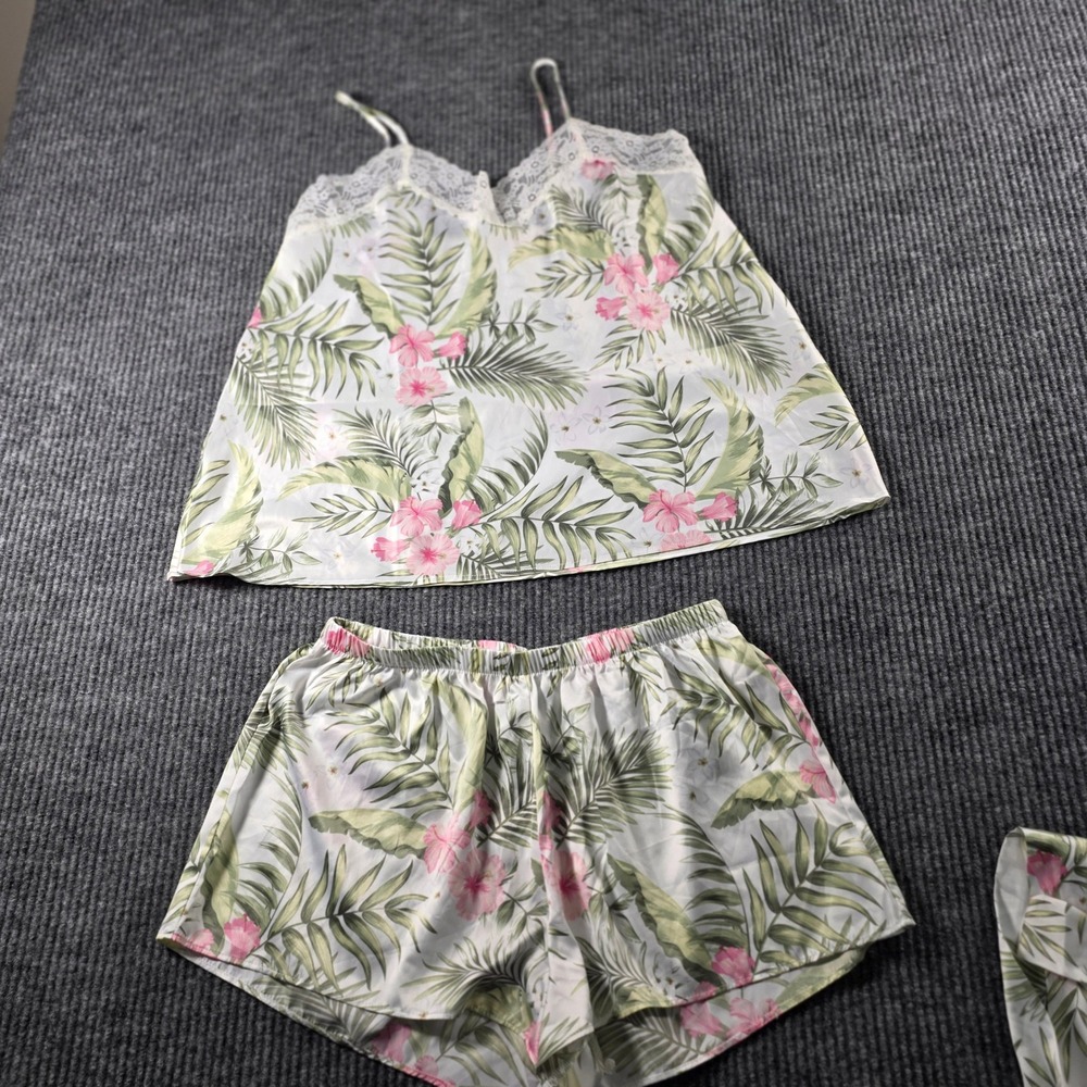 Flora Nikrooz‎ Tropical Floral Lace Trim Pajama Cami and Shorts Cream S